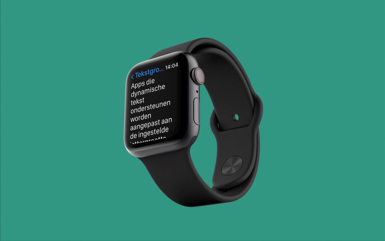 Apple Watch met grote tekst.