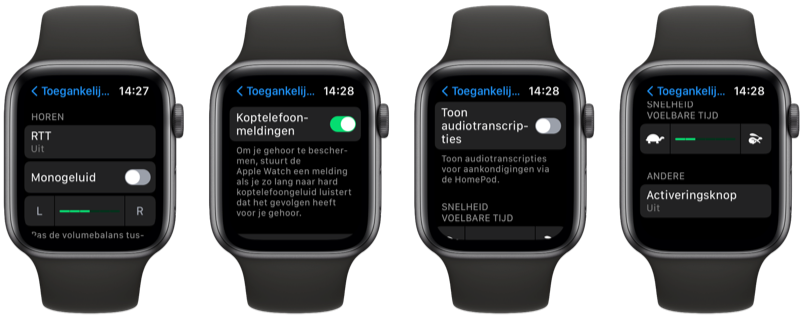 Apple Watch toegankelijkkheidsopties voor horen.