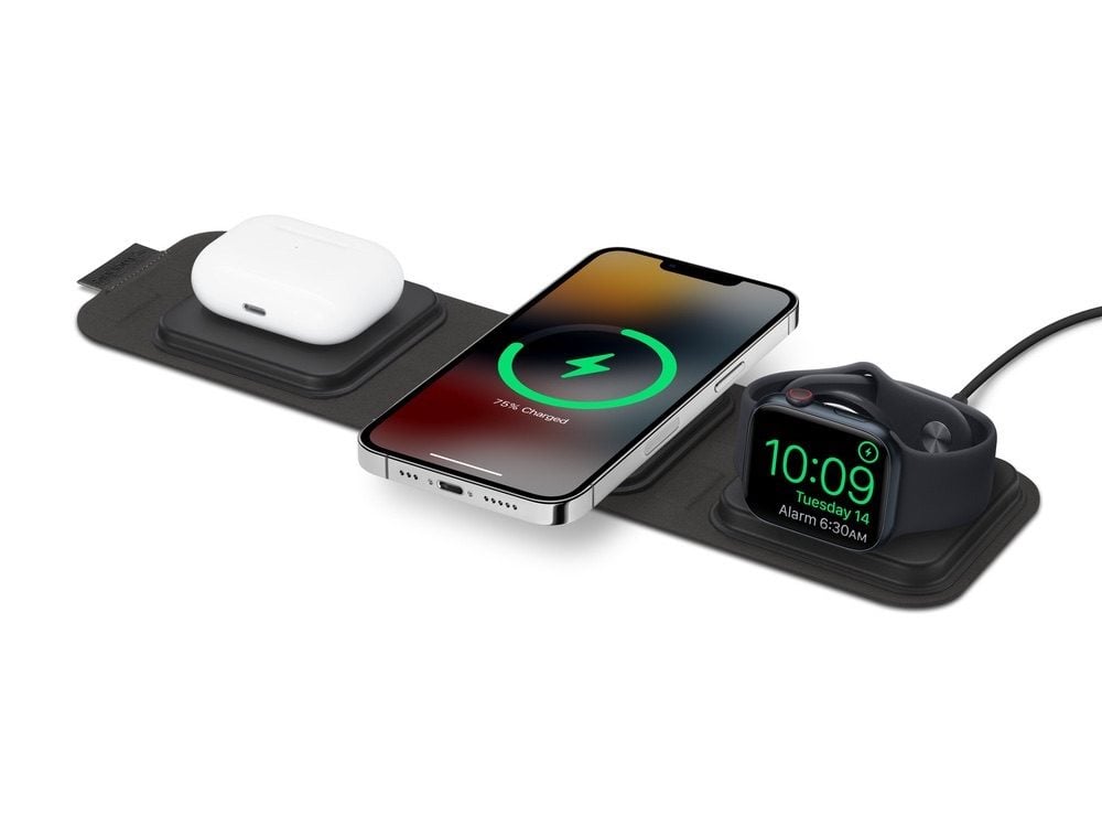 Mophie 3-in-1 Travel MagSafe oplader voor iPhone, Apple Watch en AirPods.