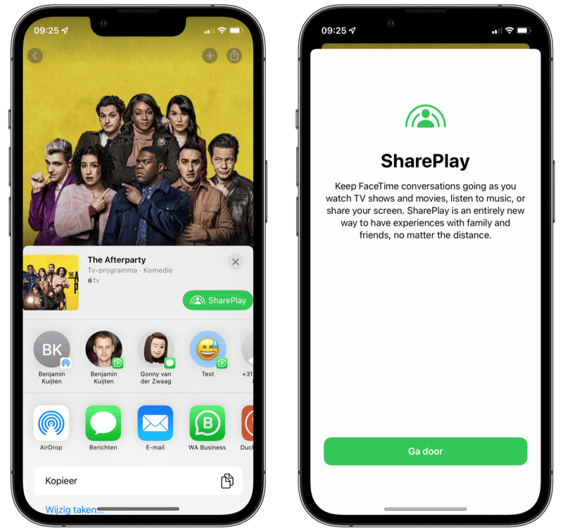 SharePlay in deelmenu in iOS 15.4.