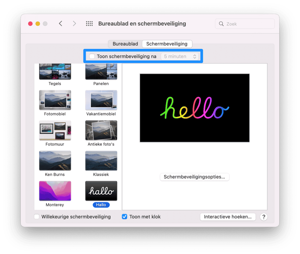 Screen saver uitschakelen Mac