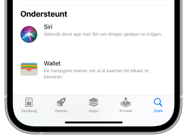 Siri and Wallet support App Store