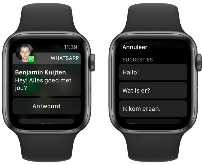 Snel antwoorden op berichten vanaf de Apple Watch