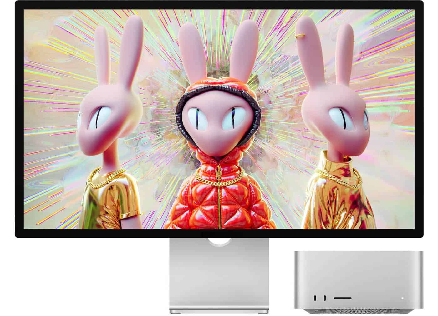 Apple Studio Display met konijnen