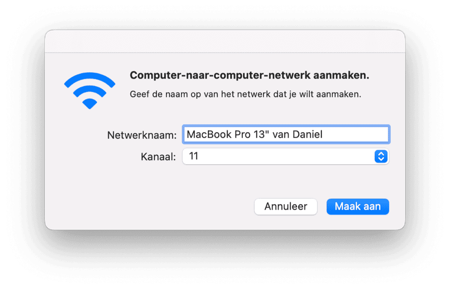 Ad-hocnetwerk aanmaken Mac