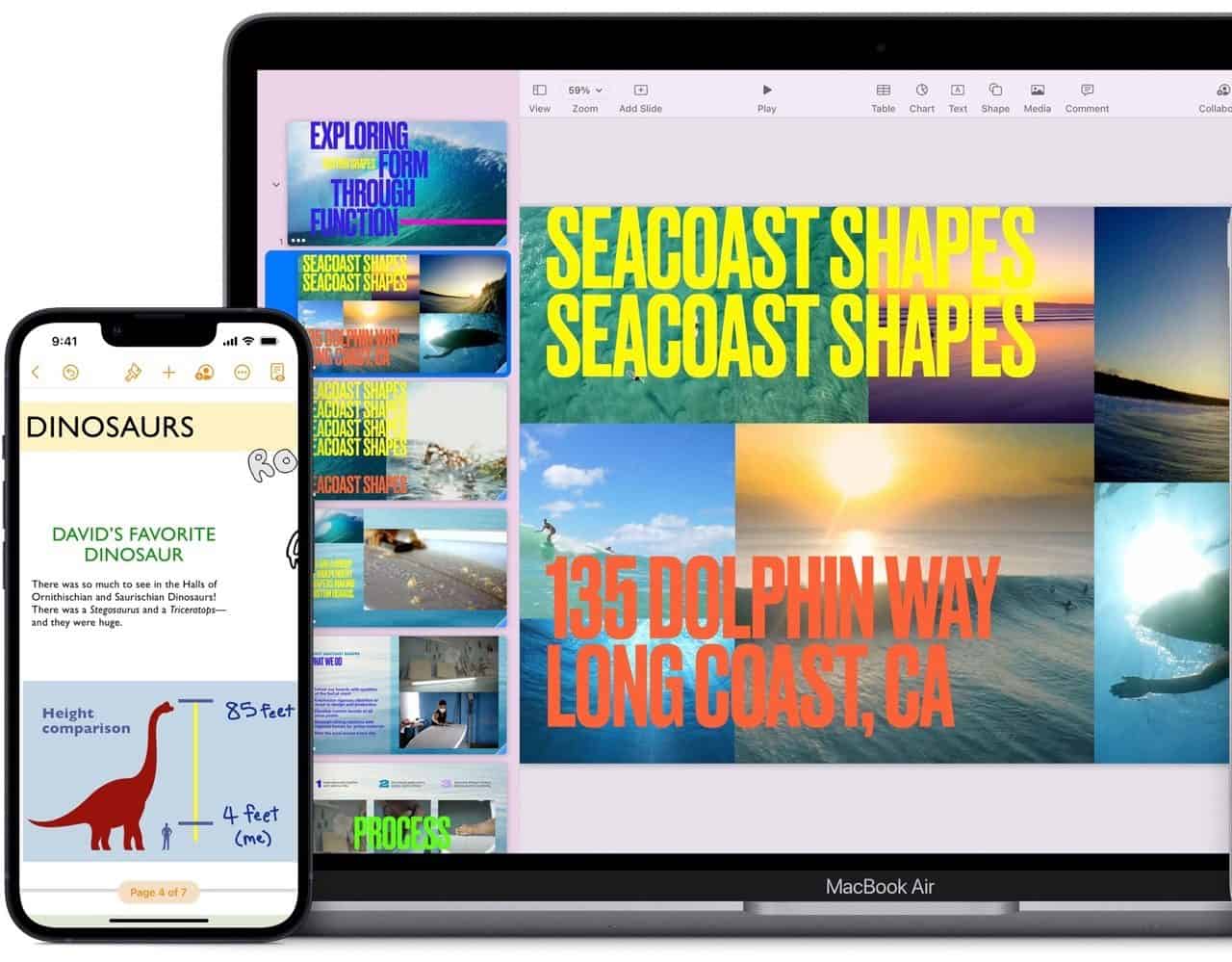 iWork-apps Pages en Keynote voor Mac en iPhone.