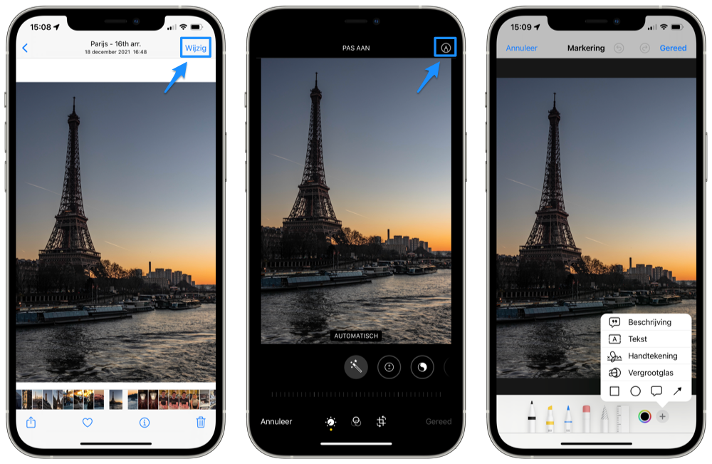 Markingen op een foto maken