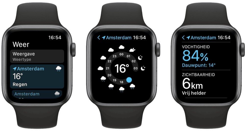 Meer informatie in de Apple Watch Weer-app in watchOS 9
