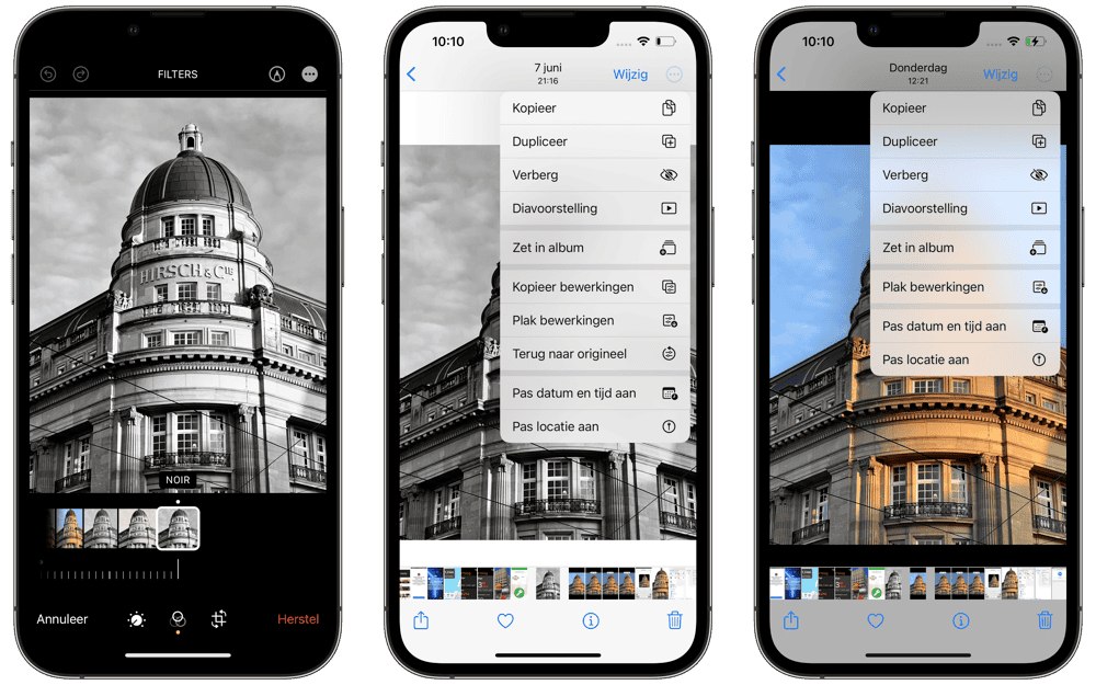 Bewerkingen van foto's kopiëren op de iPhone met iOS 16