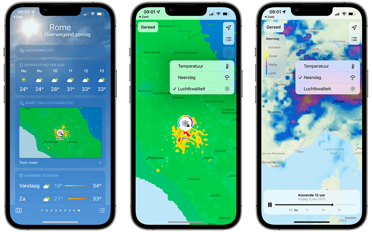 Interactieve kaart in Weer-app