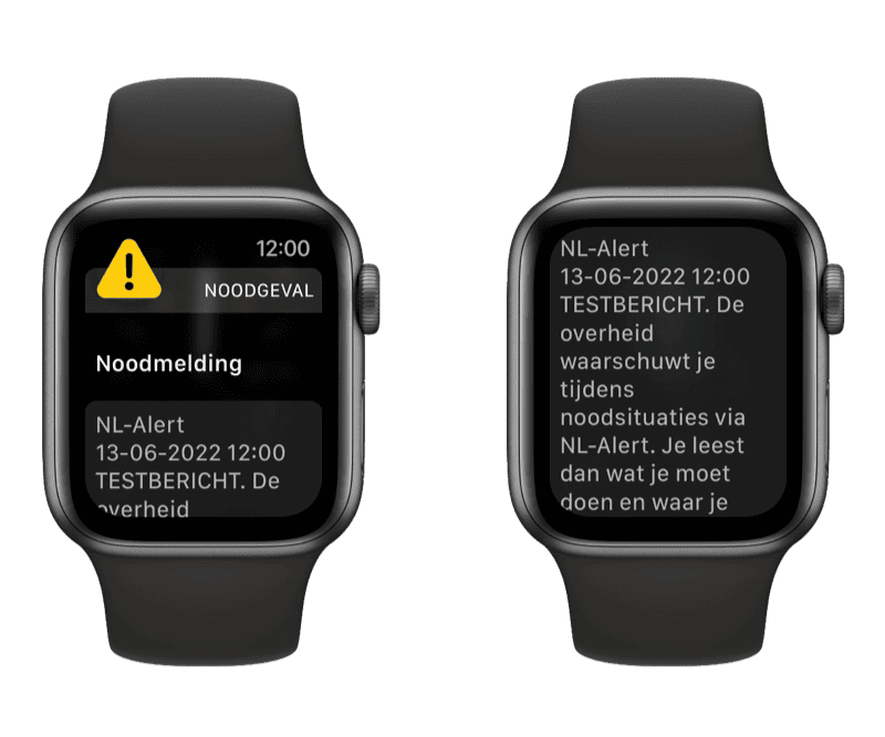 NL-Alert noodmelding op Apple Watch.
