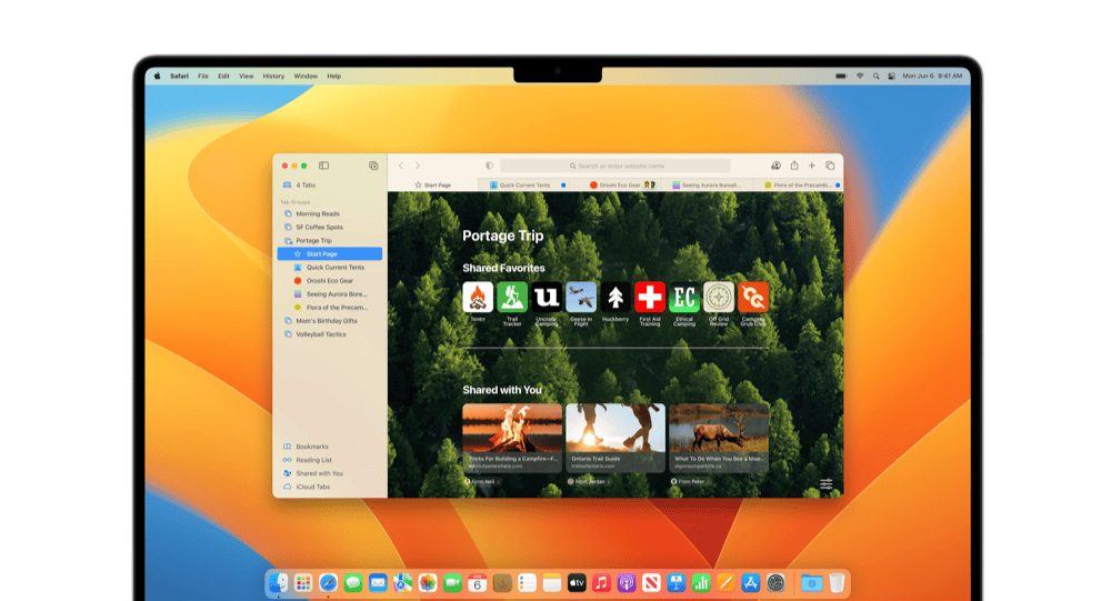 Safari 16 in macOS Ventura.