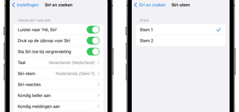 Siri-stem wijzigen in iOS 15
