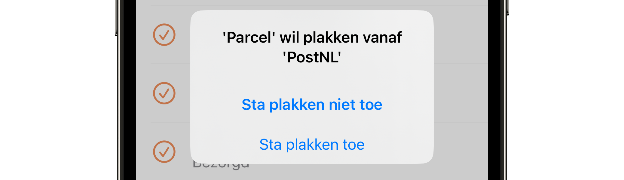 Toestemming om te plakken in apps in iOS 16.