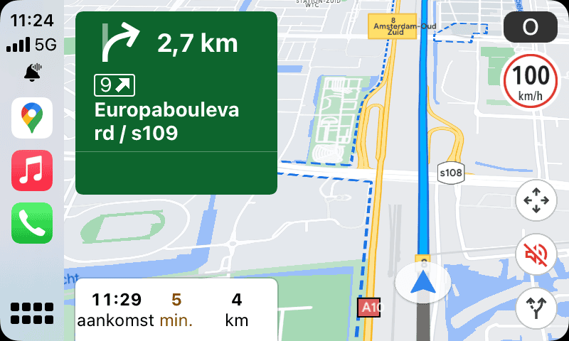 Google Maps in CarPlay tijdens navigatie in iOS 15