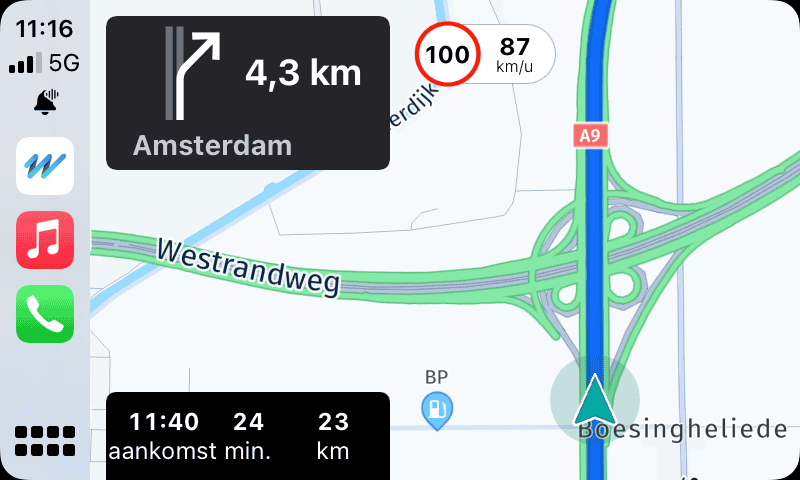 HERE WeGo in CarPlay tijdens navigatie in iOS 15