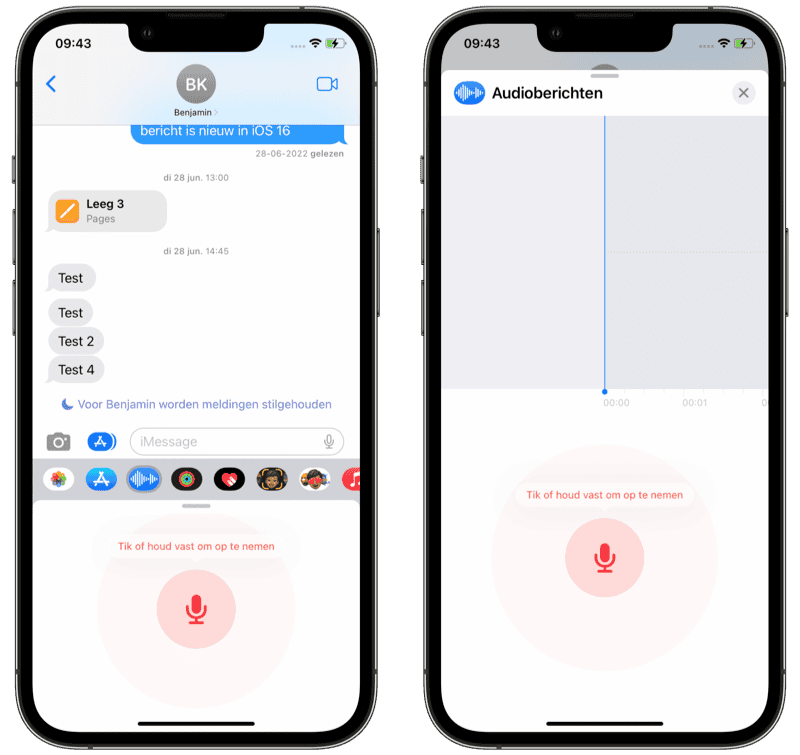 iMessage spraakberichten in iOS 16