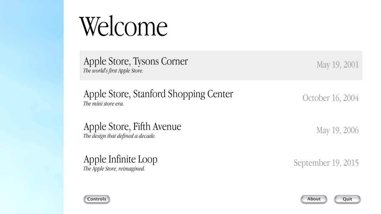 Time Machine Apple Store menu