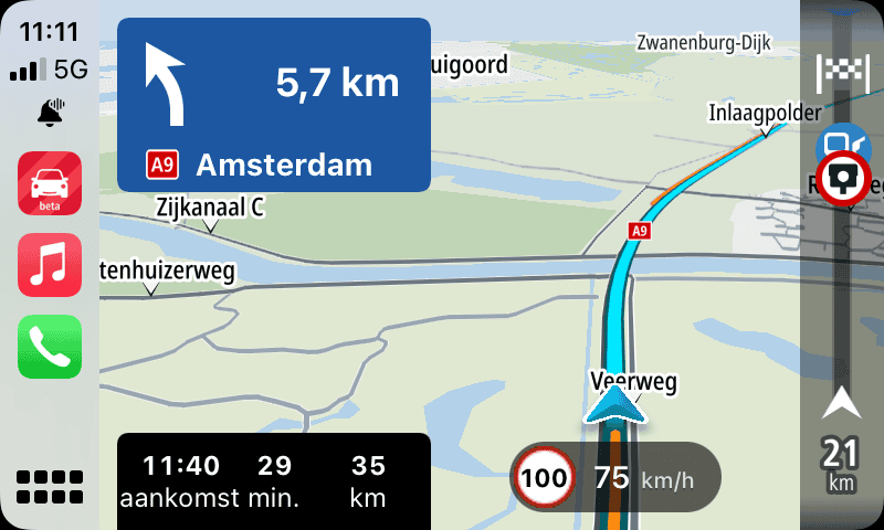TomTom in CarPlay tijdens navigatie in iOS 15