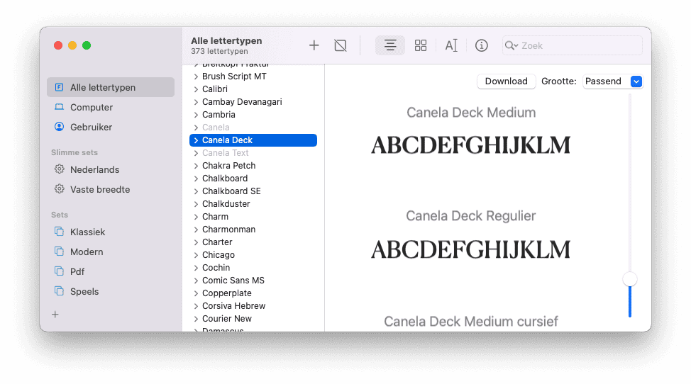 Lettertypecatalogus met alle Mac lettertypes