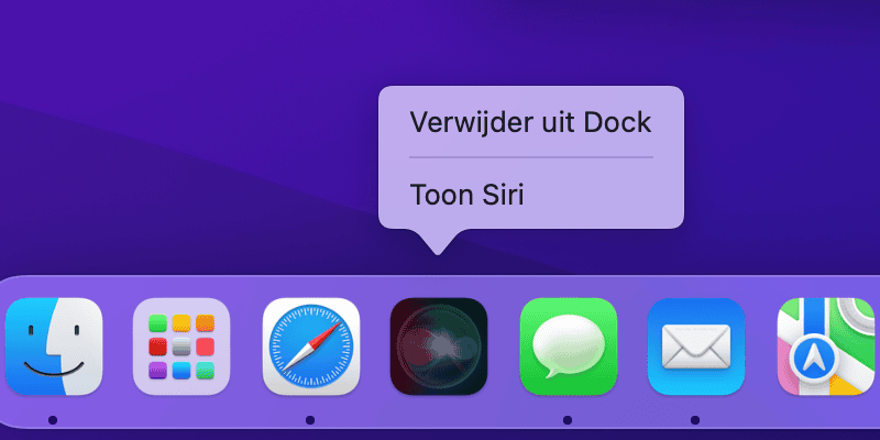 Siri uit het dock verwijderen op de Mac