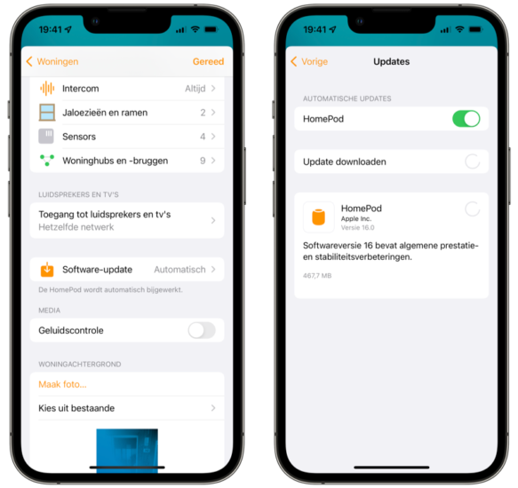 HomePod updaten naar HomePod software-update 16
