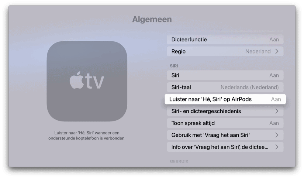 Apple TV met Hé Siri met AirPods in tvOS 16.1