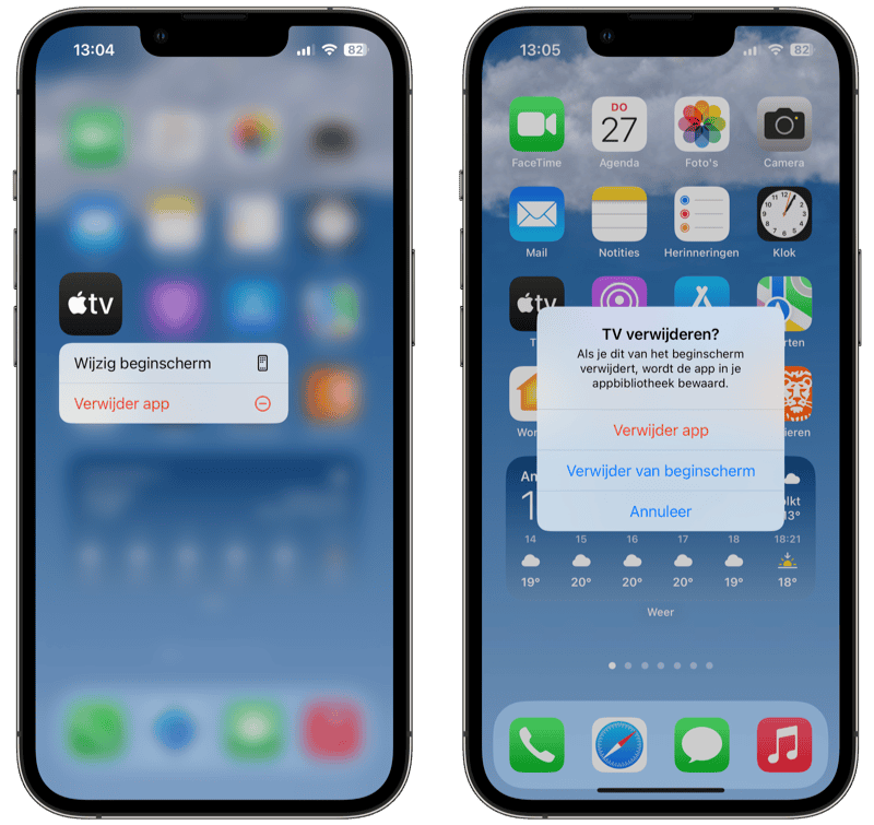 Standaardapps verwijderen van iPhone in iOS 16