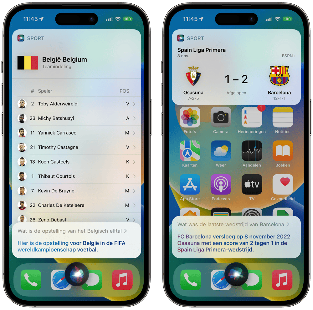 Internationaal voetbal met Siri