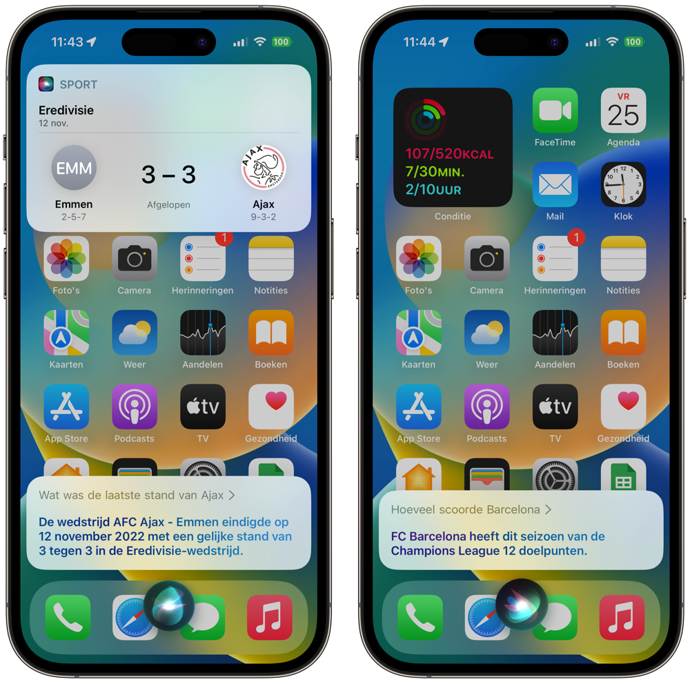 Voetbaluitslag en statistieken opvragen met Siri