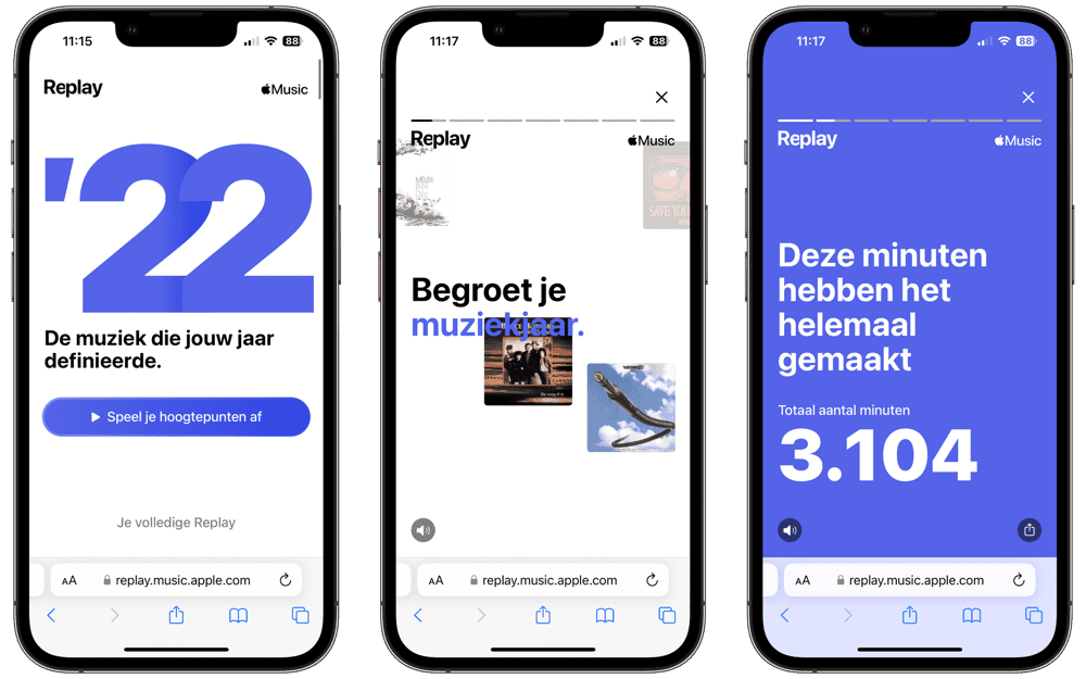 Apple Music Replay 2022 hoogtepunten in stories
