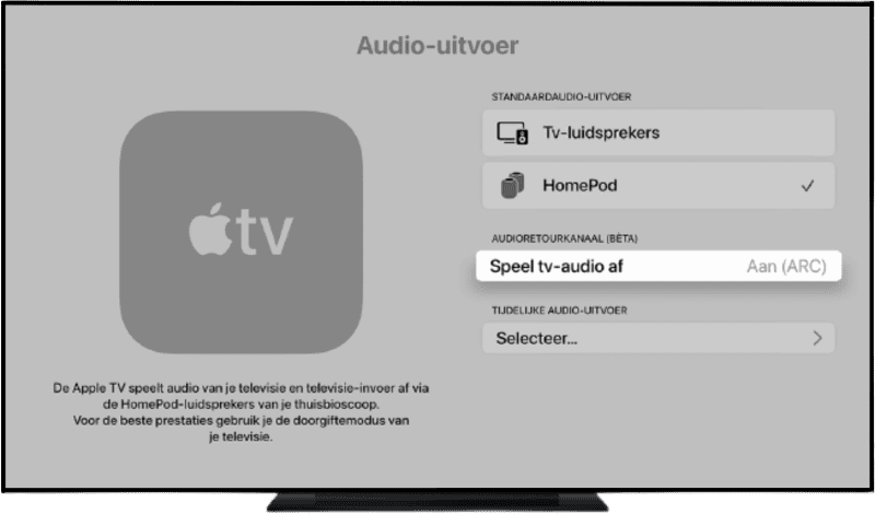 Apple TV met ARC voor HomePod als speaker van tv-audio