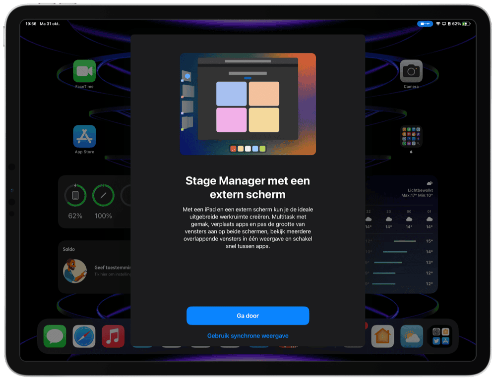 iPad Pro 2022 met Stage Manager met extern scherm