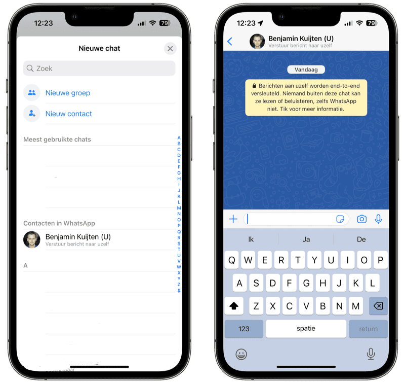 WhatsApp chat met jezelf: bericht naar jezelf sturen