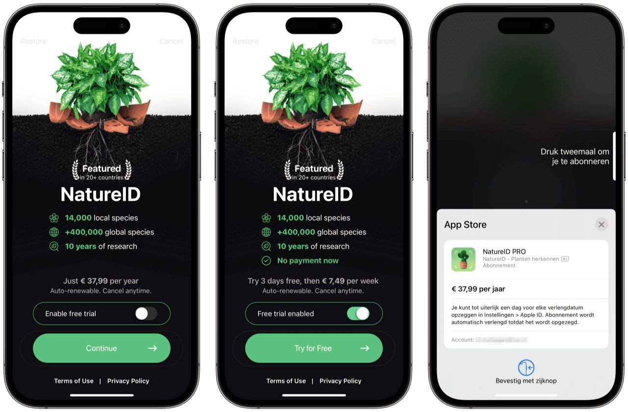 NatureID app met duur abonnement