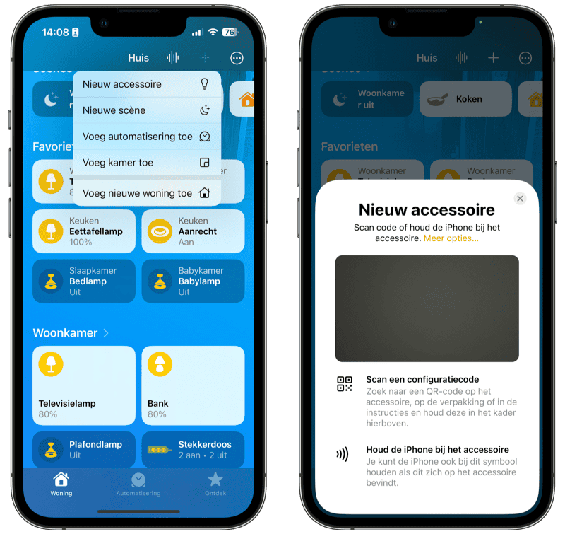 HomeKit: accessoire toevoegen aan Woning-app in iOS 16