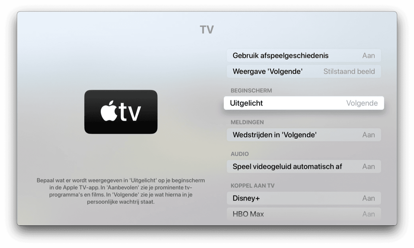 Apple TV Top Shelf aanpassen voor TV-app