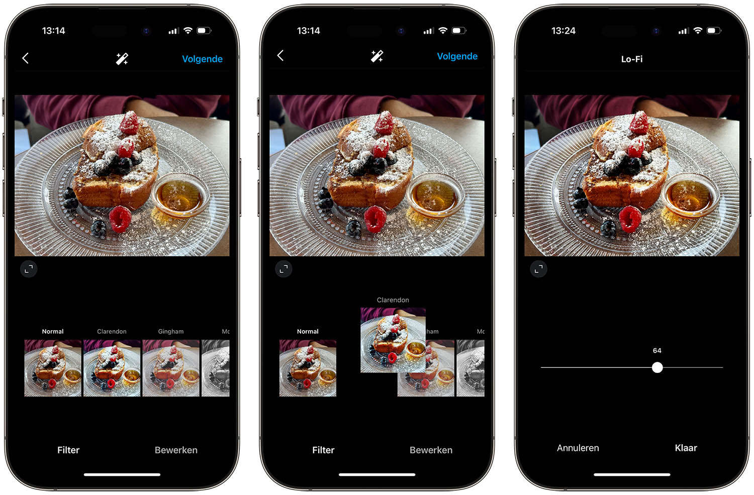 Instagram filters volgorde wijzigen