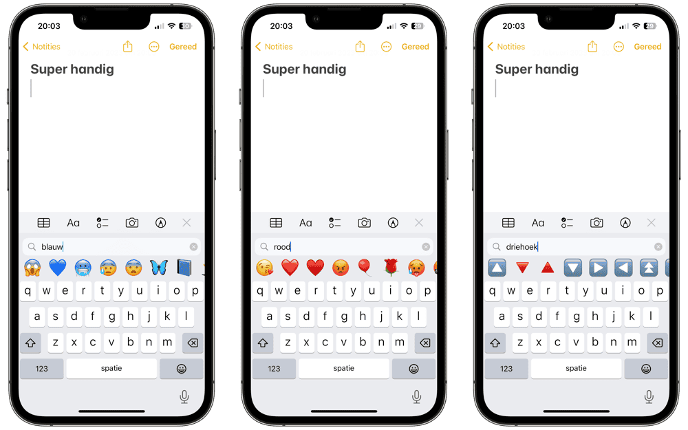 Emoji zoeken op iPhone op kleur en vorm