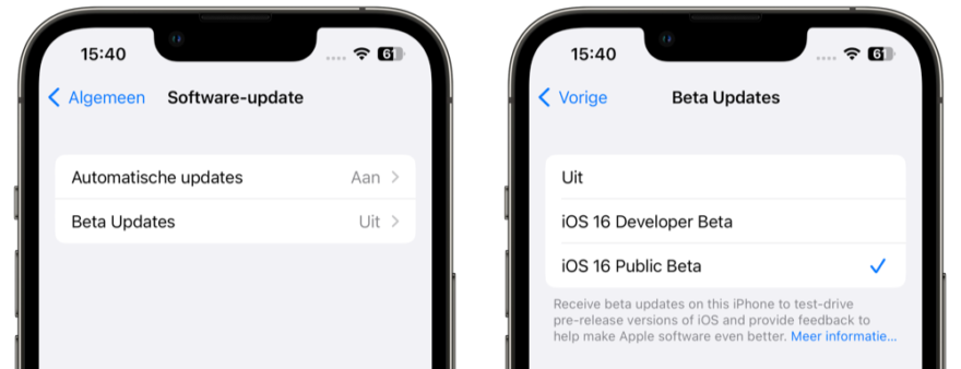 iOS-bètasleutels voor ontwikkelaars of openbare testers