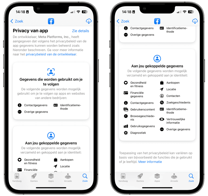 Privacylabels in de App Store bekijken