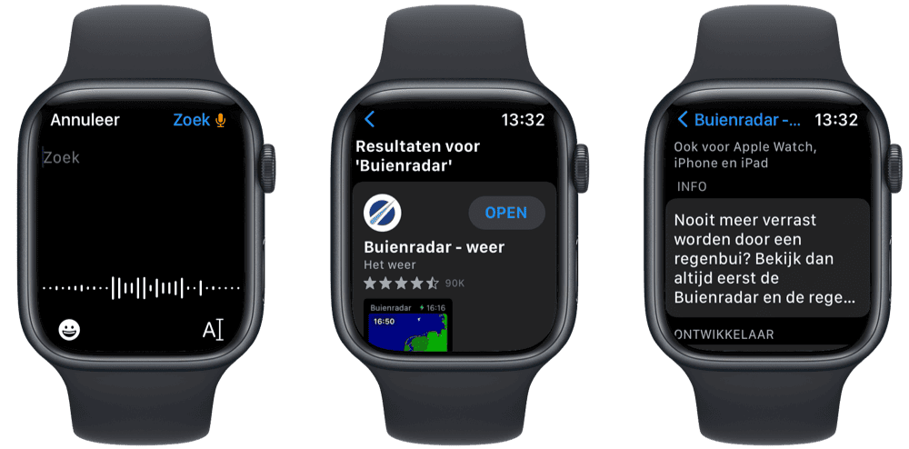 Zoeken naar apps in de App Store op de Apple Watch