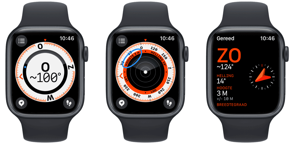 Apple Watch hoogtemeter in Kompas-app bekijken