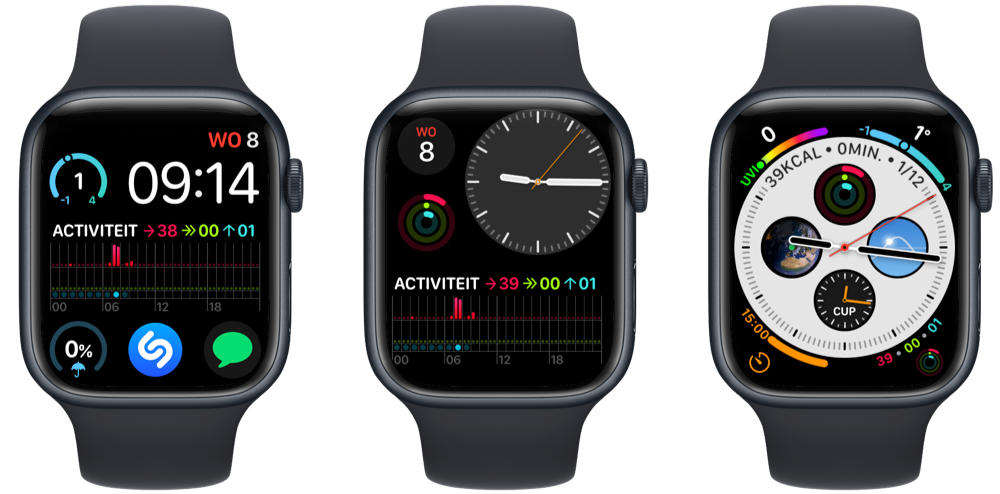 Gekleurde Apple Watch wijzerplaten met Activiteit-complicatie