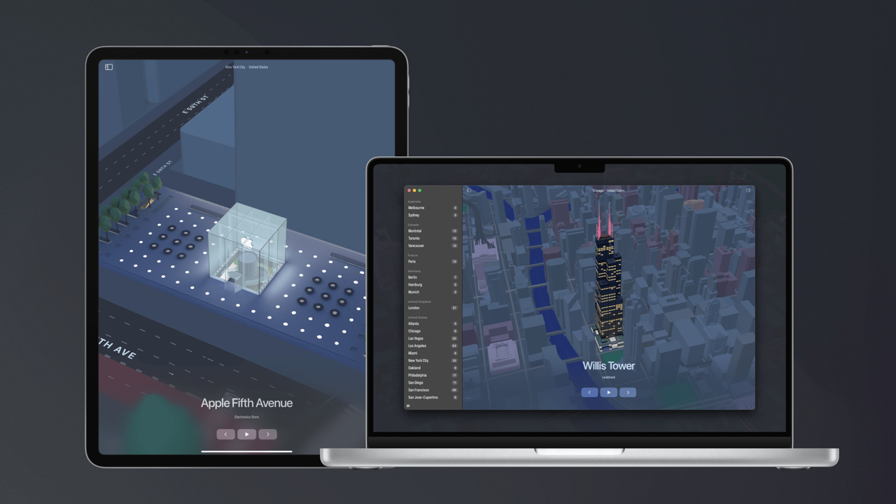 Landmarks-app voor iPad en Mac