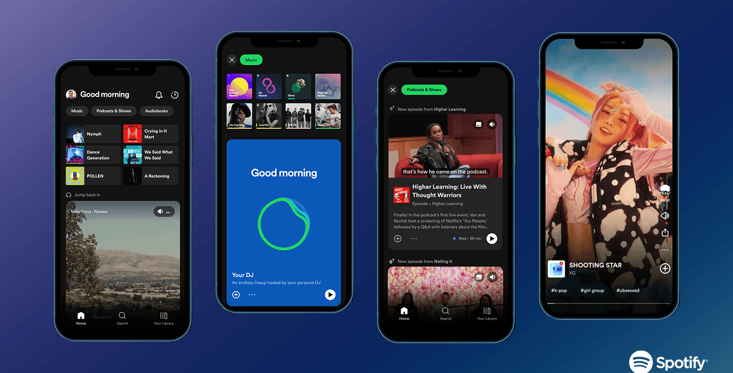 Spotify design update voor Home en Zoeken tabblad in 2023