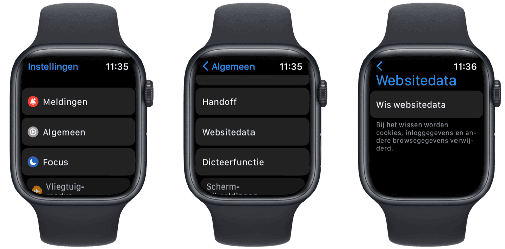 Websitedata wissen voor websites op de Apple Watch