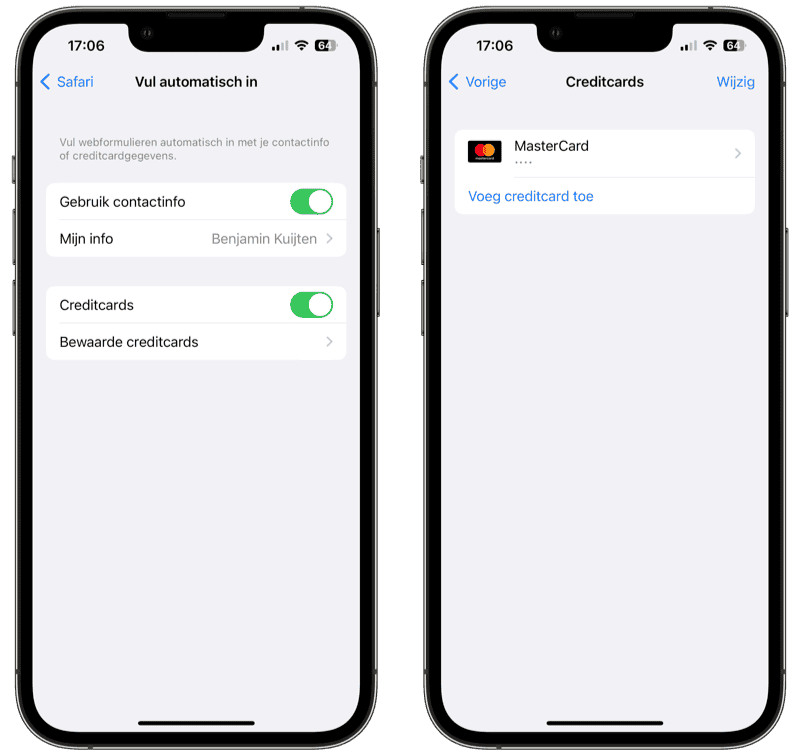 iCloud sleutelhanger: creditcard opslaan op iPhone voor automatisch invullen in Safari