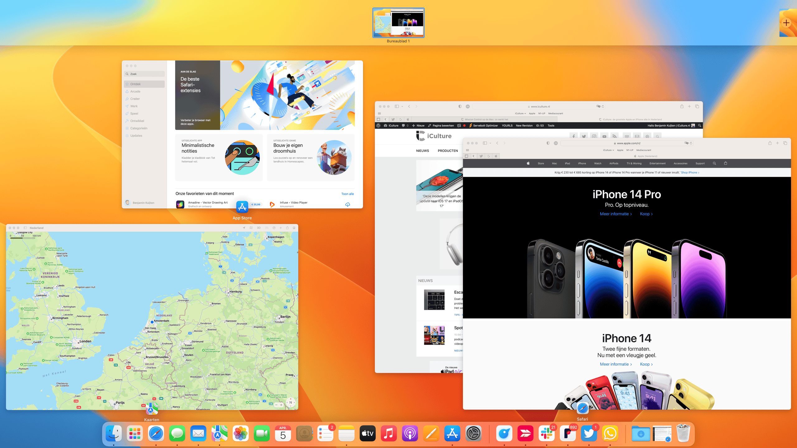 Mission Control op de Mac gebruiken